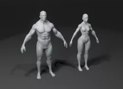 Superhero Muscular Human Male Female Body Base Mesh 10k Polygons Low-poly 3D model