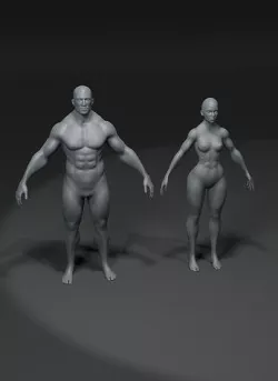 Superhero Muscular Human Male Female Body Base Mesh 20k Polygons Low-poly 3D model