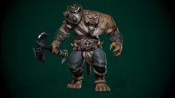 Tiger warrior Low-poly Animated 3D model Low-poly 3D model