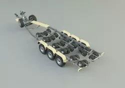 tri axle boat trailer model 3D model