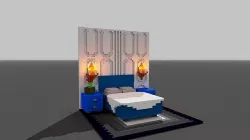 Voxel Bedroom Low-poly 3D model