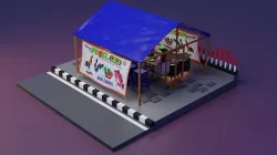 Warung Pecel Lele Lowpoly Isometric Low-poly 3D model
