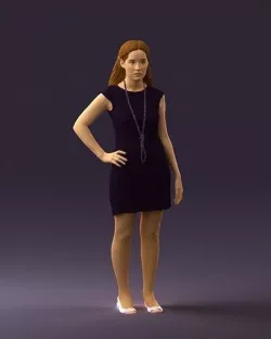 Woman in dark blue dress 0728 3D model