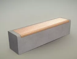 Wood Bench Oak with Concrete Foundation Low-poly 3D model