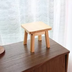 Wooden square mini stool 3D model