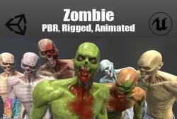 Zombie with Customizable Shaders Low-poly 3D model