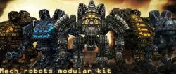 3DRT - Robots mech modular construction kit Low-poly 3D model