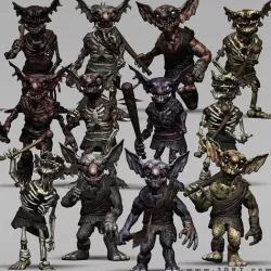 3DRT - undeand goblins modular kit Low-poly 3D model