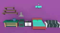 40 prop models of exterior and furniture Low-poly 3D model