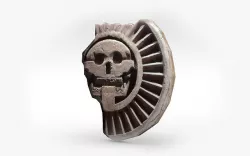 Aztec stone disk with skull Low-poly 3D model
