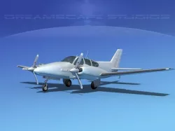 Beechcraft B55 Baron Bare Metal 3D model