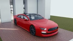 BLENDER EEVEE Brandless Extended Wheelbase 2 door sedan Low-poly 3D model
