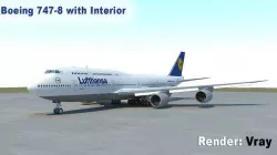 Boeing 747-8 with Interior  3D model