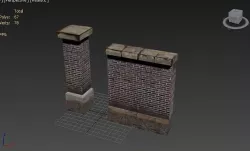Brick fence Low-poly 3D model