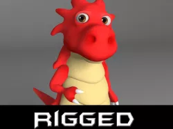 Cartoon red dragon Low-poly 3D model