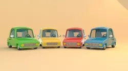 Colorful Low Poly Cartoonist Cute  3D Cars Low-poly 3D model