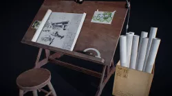 Drafting Table Low-poly 3D model