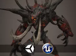 Fire Demon - Animated and Game Ready Low-poly 3D model