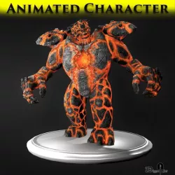 Fire Golem Low-poly 3D model