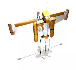 Futuristic War-Robot with Jetpack Low-poly 3D model