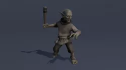 Goblin animated game character Low-poly 3D model