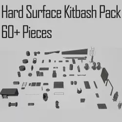 Hard Surface Kitbash Pack - 60 Objects Low-poly 3D model