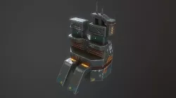 Low poly sci fi factory building Low-poly 3D model
