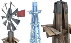 Low Poly Wild West Wind Mill Low-poly 3D model