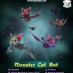 Monster Cat Bat Low-poly 3D model