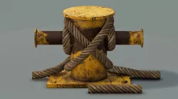 Mooring Sea Bollard with Rope Knot 3 3D model