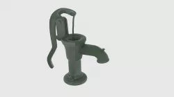  Old Green Hand Water Pump  Low-poly 3D model