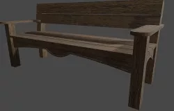 Outdoor Bench cw Back Rest Low-poly 3D model