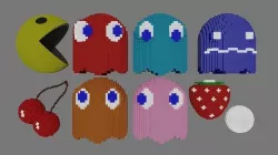 Pixel Waka Waka Man Low-poly 3D model