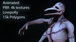 Super Creepy HORROR monster PBR Low-poly 3D model