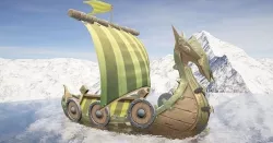 Viking Ship Fortified Low-poly 3D model