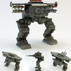 war robot Low-poly 3D model