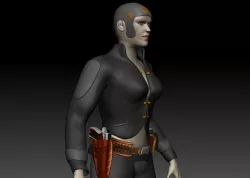 Angry Betty  Sci-Fi Lady Low-poly 3D model