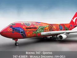 Boeing 747 - Qantas Wunala Dreaming 3D model