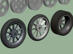 Car and motorcycle wheels and tires 3D model