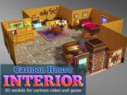 Cartoon House Interior Low-poly 3D model