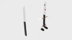 Cartoon Knife Character Low-poly 3D model