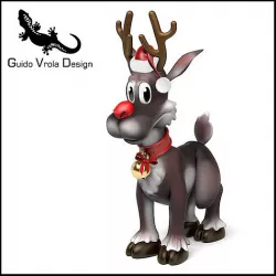 Cartoon style Rudolph reindeer 3D model