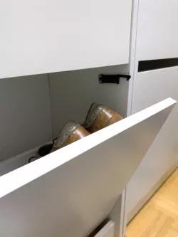 Child safety lock for shoe rack (e.g. Ikea Bissa)