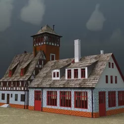 Firestation in Studio Max 3ds obj fbx formats 3D model