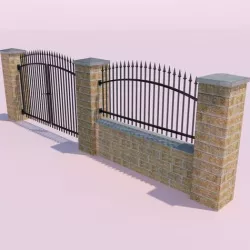 Forging Fence and Gate Low-poly 3D model