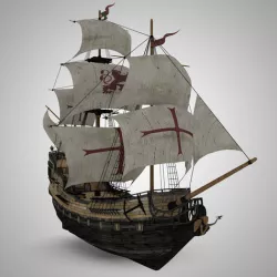 Galleon Sailing Pirate Ship Black Pearl 3D model