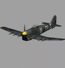 Hawker Typhoon WWII RAF fighter plane 3D model