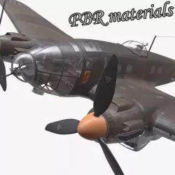 He-111 German bomber WW2 PBR Low-poly 3D model