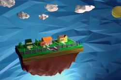 House Low Poly  Scene with human Low-poly 3D model