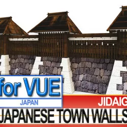 Japanese Fortified Town Walls Kit 3D model